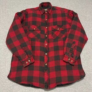 Ozark Trail Quilted Lined Flannel Shirt Mens XL Red Buffalo Checkered Jacket